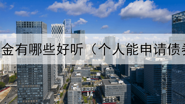  债券型基金有哪些好听（个人能申请债券账户吗）