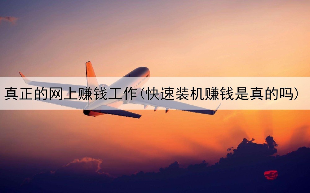  真正的网上赚钱工作(快速装机赚钱是真的吗)
